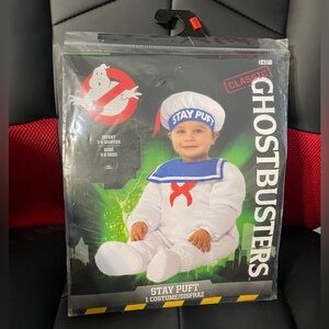 Ghostbusters Stay Puft Infant Halloween Costume White Blue 3 - 6 month  classic
